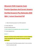 Wisconsin HVAC Inspector Exam &NewLine;Practice Questions And Correct Answers &NewLine;&lpar;Verified Answers&rpar; Plus Rationales 2026 &NewLine;Q&A &vert; Instant Download Pdf