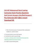CA D-87 Waterproof Deck Coating &NewLine;Contractor Exam Practice Questions &NewLine;And Correct Answers &lpar;Verified Answers&rpar; &NewLine;Plus Rationale 2027 Q&A&vert; Instant &NewLine;Download Pdf&period;
