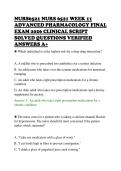 NURS6521 NURS 6521 WEEK 11&NewLine;ADVANCED PHARMACOLOGY FINAL&NewLine;EXAM 2026 CLINICAL SCRIPT&NewLine;SOLVED QUESTIONS VERIFIED&NewLine;ANSWERS A&plus;&NewLine;