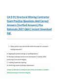 CA D-91 Structural Moving Contractor &NewLine;Exam Practice Questions And Correct &NewLine;Answers &lpar;Verified Answers&rpar; Plus &NewLine;Rationale 2027 Q&A&vert; Instant Download &NewLine;Pdf&period;