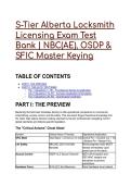 S-Tier Alberta Locksmith Licensing Exam Test Bank 2026&sol;2027 &vert; NBC&lpar;AE&rpar;&comma; OSDP & SFIC Master Keying