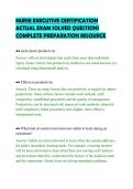 NURSE EXECUTIVE CERTIFICATION&NewLine;ACTUAL EXAM SOLVED QUESTIONS&NewLine;COMPLETE PREPARATION RESOURCE&NewLine;