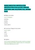 NURSE EXECUTIVE CERTIFICATION&NewLine;CERTIFICATION EVALUATION VERIFIED&NewLine;QUESTIONS AND SOLUTIONS FULL REVIEW&NewLine;PACK&NewLine;
