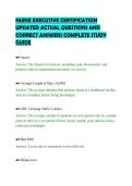 NURSE EXECUTIVE CERTIFICATION&NewLine;UPDATED ACTUAL QUESTIONS AND&NewLine;CORRECT ANSWERS COMPLETE STUDY&NewLine;GUIDE