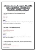 Advanced Trauma Life Support &lpar;ATLS&rpar; 11th Edition QUESTIONS AND DETAILED SOLUTIONS JUST RELEASED&period;pdf&NewLine;