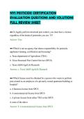 NYS PESTICIDE CERTIFICATION&NewLine;EVALUATION QUESTIONS AND SOLUTIONS&NewLine;FULL REVIEW SHEET&NewLine;