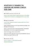 AIR METHODS CC PARAMEDIC FULL&NewLine;QUESTIONS AND ANSWERS COMPLETE&NewLine;STUDY GUIDE