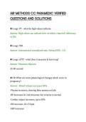 AIR METHODS CC PARAMEDIC VERIFIED&NewLine;QUESTIONS AND SOLUTIONS&NewLine;
