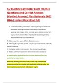 CO Building Contractor Exam Practice &NewLine;Questions And Correct Answers &NewLine;&lpar;Verified Answers&rpar; Plus Rationale 2027 &NewLine;Q&A&vert; Instant Download Pdf