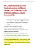 CO Carpentry Contractor Exam &NewLine;Practice Questions And Correct &NewLine;Answers &lpar;Verified Answers&rpar; Plus &NewLine;Rationale 2027 Q&A&vert; Instant &NewLine;Download Pdf