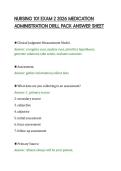 NURSING 101 EXAM 2 2026 MEDICATION&NewLine;ADMINISTRATION DRILL PACK ANSWER SHEET&NewLine;