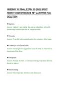NURSING 101 FINAL EXAM 95 2026 BASIC&NewLine;PATIENT CARE PRACTICE SET ANSWERS FULL&NewLine;SOLUTION&NewLine;