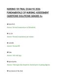 NURSING 101 FINAL EXAM 95 2026&NewLine;FUNDAMENTALS OF NURSING ASSESSMENT&NewLine;QUESTIONS SOLUTIONS GRADED A&plus;