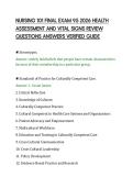 NURSING 101 FINAL EXAM 95 2026 HEALTH&NewLine;ASSESSMENT AND VITAL SIGNS REVIEW&NewLine;QUESTIONS ANSWERS VERIFIED GUIDE&NewLine;