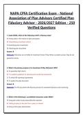 NAPA CPFA Certification Exam - National Association of Plan Advisors Certified Plan Fiduciary Advisor - 2026&sol;2027 Edition - 250 Verified Questions&NewLine;
