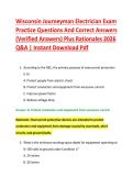 Wisconsin Journeyman Electrician Exam &NewLine;Practice Questions And Correct Answers &NewLine;&lpar;Verified Answers&rpar; Plus Rationales 2026 &NewLine;Q&A &vert; Instant Download Pdf