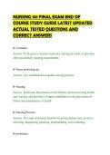 NURSING 101 FINAL EXAM END OF&NewLine;COURSE STUDY GUIDE LATEST UPDATED&NewLine;ACTUAL TESTED QUESTIONS AND&NewLine;CORRECT ANSWERS&NewLine;