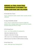 NURSING 101 FINAL EXAM FINAL&NewLine;COMPREHENSIVE ASSESSMENT TEST&NewLine;PAPER QUESTIONS AND SOLUTIONS&NewLine;