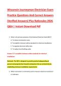 Wisconsin Journeyman Electrician Exam &NewLine;Practice Questions And Correct Answers &NewLine;&lpar;Verified Answers&rpar; Plus Rationales 2026 &NewLine;Q&A &vert; Instant Download Pdf 