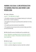 NURSING 150 EXAM 1 CORE INTRODUCTION&NewLine;TO NURSING PRACTICE AND PATIENT CARE&NewLine;REVIEW 2026&NewLine;