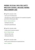 NURSING 150 EXAM 1 HIGH-YIELD SAFETY&comma;&NewLine;INFECTION CONTROL&comma; AND BASIC NURSING&NewLine;SKILLS SUMMARY 2026