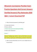 Wisconsin Journeyman Plumber Exam &NewLine;Practice Questions And Correct Answers &NewLine;&lpar;Verified Answers&rpar; Plus Rationales 2026 &NewLine;Q&A &vert; Instant Download Pdf