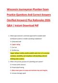 Wisconsin Journeyman Plumber Exam &NewLine;Practice Questions And Correct Answers &NewLine;&lpar;Verified Answers&rpar; Plus Rationales 2026 &NewLine;Q&A &vert; Instant Download Pdf 