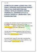 HAWAII COSMETOLOGY LICENSE EXAM &lpar;3 VERSIONS&rpar; &vert; 610 ACTUAL BOARD QUESTIONS & VERIFIED DETAILED RATIONALES &vert; GRADED A&plus;