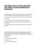 HESI MENTAL HEALTH LATEST  QUESTIONS AND CORRECT DETAILED ANSWERS WITH RATIONALES&vert;