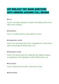 UCF BIOLOGY TEST BANK QUESTIONS&NewLine;WITH VERIFIED ANSWERS FULL REVIEW