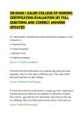OB EXAM 1 GALEN COLLEGE OF NURSING&NewLine;CERTIFICATION EVALUATION SET FULL&NewLine;QUESTIONS AND CORRECT ANSWERS&NewLine;UPDATED