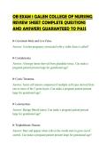 OB EXAM 1 GALEN COLLEGE OF NURSING&NewLine;REVIEW SHEET COMPLETE QUESTIONS&NewLine;AND ANSWERS GUARANTEED TO PASS