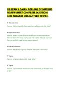 OB EXAM 2 GALEN COLLEGE OF NURSING&NewLine;REVIEW SHEET COMPLETE QUESTIONS&NewLine;AND ANSWERS GUARANTEED TO PASS&NewLine;