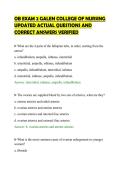 OB EXAM 2 GALEN COLLEGE OF NURSING&NewLine;UPDATED ACTUAL QUESTIONS AND&NewLine;CORRECT ANSWERS VERIFIED