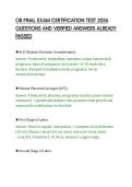 OB FINAL EXAM CERTIFICATION TEST 2026&NewLine;QUESTIONS AND VERIFIED ANSWERS ALREADY&NewLine;PASSED&NewLine;