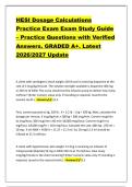 HESI Dosage Calculations &NewLine;Practice Exam Exam Study Guide &ndash; Practice Questions with Verified &NewLine;Answers&period; GRADED A&plus;&period; Latest &NewLine;2026&sol;2027 Update 