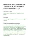 OB FINAL EXAM PRACTICE SOLUTION 2026&NewLine;TESTED QUESTIONS AND EXPERT VERIFIED&NewLine;ANSWERS GUARANTEED TO PASS