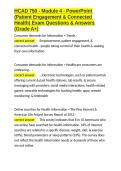 HCAD 750 - Module 4 - PowerPoint &lpar;Patient Engagement & Connected Health&rpar; Exam Questions & Answers &lpar;Grade A&plus;&rpar;&period;docx&NewLine;&NewLine;