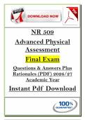 NR 509 Final Exam &lpar;PDF&rpar; &vert; &lpar;2026&sol;27&rpar; Advanced Physical Assessment Q&A Plus Rationales &vert; Instant Pdf Download