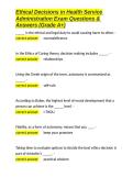 Ethical Decisions in Health Service Administration Exam Questions & Answers &lpar;Grade A&plus;&rpar;&period;docx&NewLine;&NewLine;