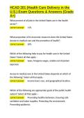 HCAD 201 &lpar;Health Care Delivery in the U&period;S&period;&rpar; Exam Questions & Answers &lpar;Grade A&plus;&rpar;&period;docx&NewLine;&NewLine;