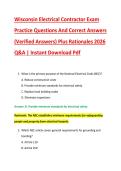 Wisconsin Electrical Contractor Exam &NewLine;Practice Questions And Correct Answers &NewLine;&lpar;Verified Answers&rpar; Plus Rationales 2026 &NewLine;Q&A &vert; Instant Download Pdf