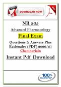 NR 565 Final Exam &lpar;PDF&rpar; &vert; &lpar;2026&sol;27&rpar; Advanced Pharmacology Q&A Plus Rationales &vert; Instant Pdf Download