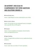 OB MATERNITY HESI EXAM 110&NewLine;COMPREHENSIVE TEST PAPER QUESTIONS&NewLine;AND SOLUTIONS GRADED A&plus;&NewLine;