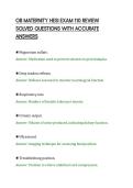 OB MATERNITY HESI EXAM 110 REVIEW&NewLine;SOLVED QUESTIONS WITH ACCURATE&NewLine;ANSWERS&NewLine;