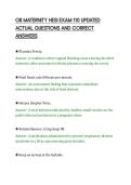 OB MATERNITY HESI EXAM 110 UPDATED&NewLine;ACTUAL QUESTIONS AND CORRECT&NewLine;ANSWERS&NewLine;