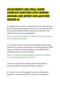 OB MATERNITY HESI FINAL PAPER&NewLine;COMPLETE QUESTIONS WITH VERIFIED&NewLine;ANSWERS AND EXPERT EXPLANATIONS&NewLine;GRADED A&plus;