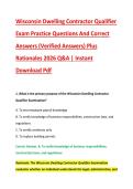 Wisconsin Dwelling Contractor Qualifier &NewLine;Exam Practice Questions And Correct &NewLine;Answers &lpar;Verified Answers&rpar; Plus &NewLine;Rationales 2026 Q&A &vert; Instant &NewLine;Download Pdf 