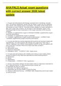 AHA PALS Actual exam questions with correct answer 2026 latest&NewLine;update