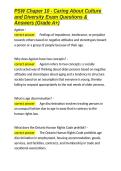 PSW Chaper 10 - Caring About Culture and Diversity Exam Questions & Answers &lpar;Grade A&plus;&rpar;&period;docx&NewLine;&NewLine;
